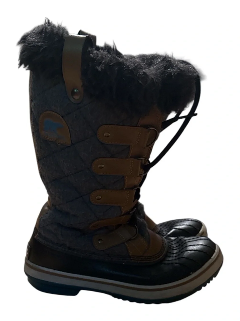 Sorel Tofino Felt Quilted Boots Gray/Black Women's Size 6